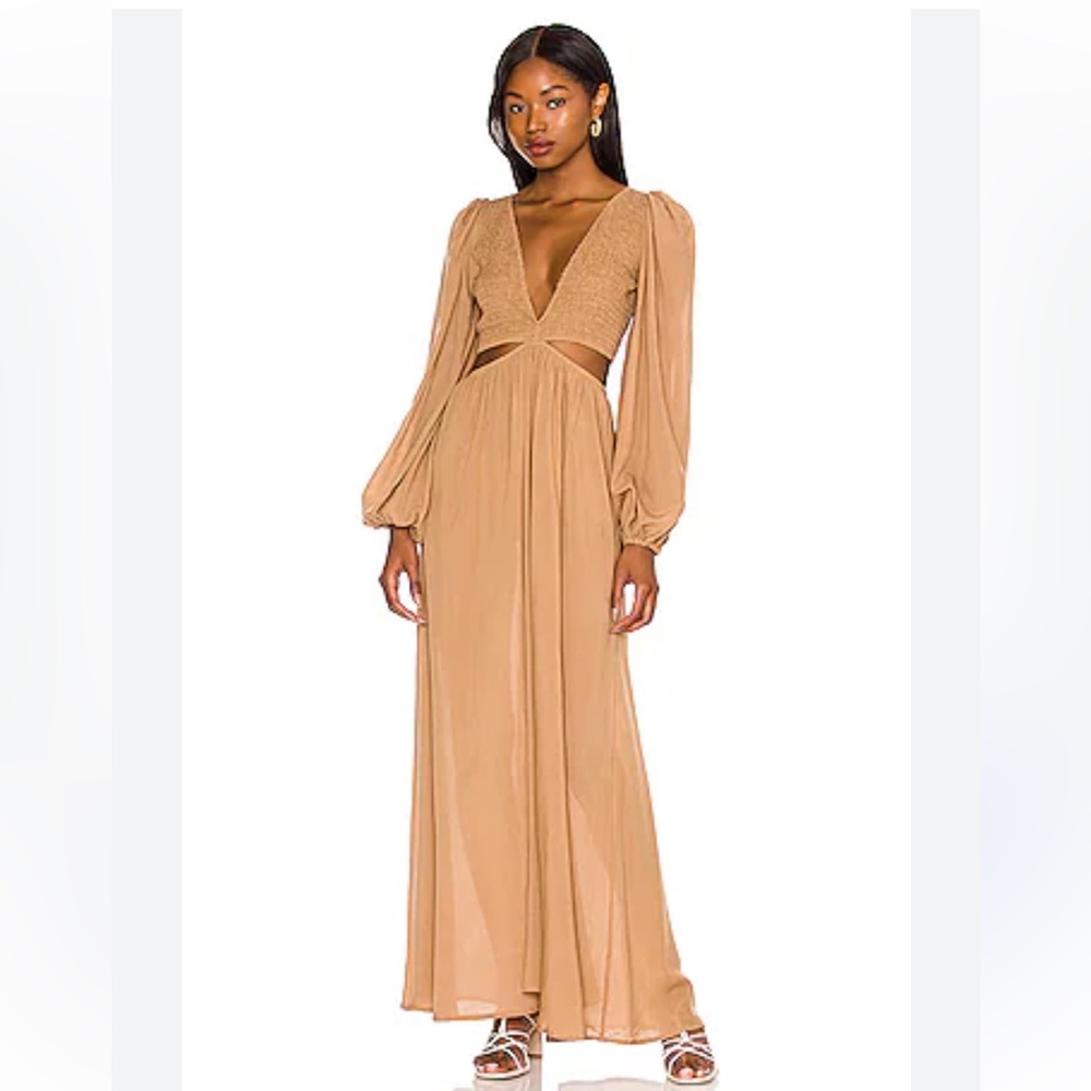 Indah Julie Smocked Long Sleeve Maxi